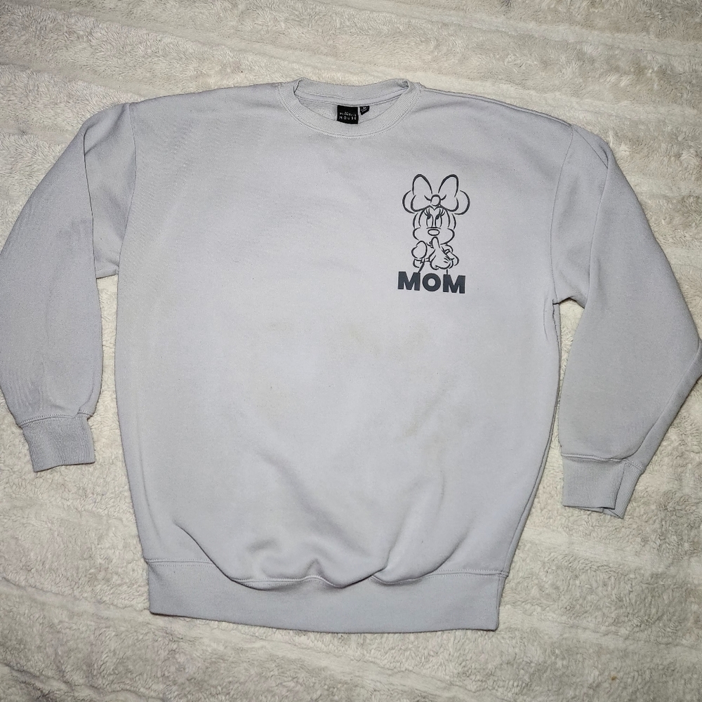 Disney  Womens  Maternity Sz M Minnie Mouse Mom Pullover Sweatshirt Pink Bow